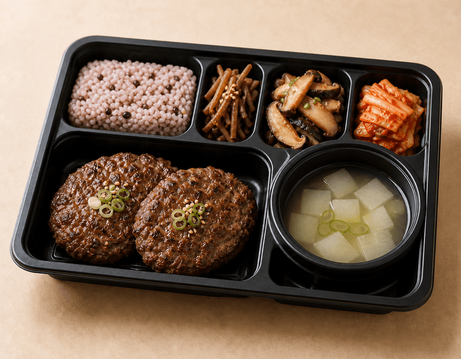 우엉 떡갈비 한상 한국 가정식 메뉴